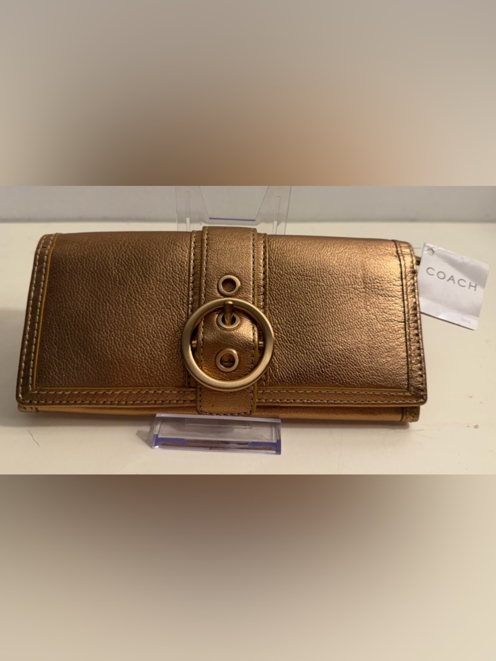 Coach metallic rose gold slim wallet NWT